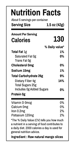 Premier Fresco | RAW NATURAL™- Unsweetened Dried Mango Slices | Non-GMO | Single Ingredient | No Additives or Preservatives | Thinly Sliced | Low Temp Dried | 140g Pack