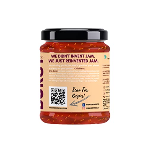 Premier Fresco | CHIA BURST™-Carissa Carandas Berries with Chia Seeds | Superfood Jam | Keto Friendly, Low Calorie, Low Carb | Non GMO, Vegan, Plant Based, Paleo | 200g